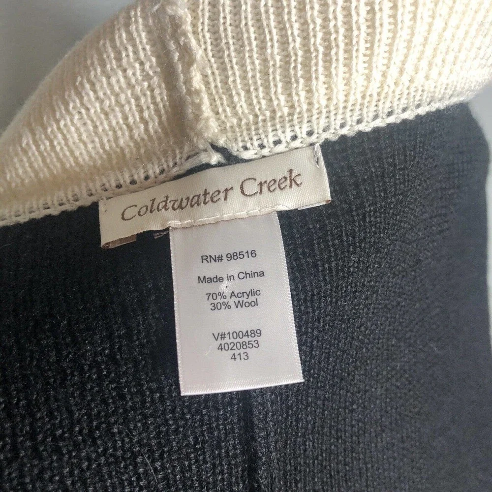 Coldwater Creek Poncho‎ Womens One Size Ruana Wrap Black Red Colorblock Wool New